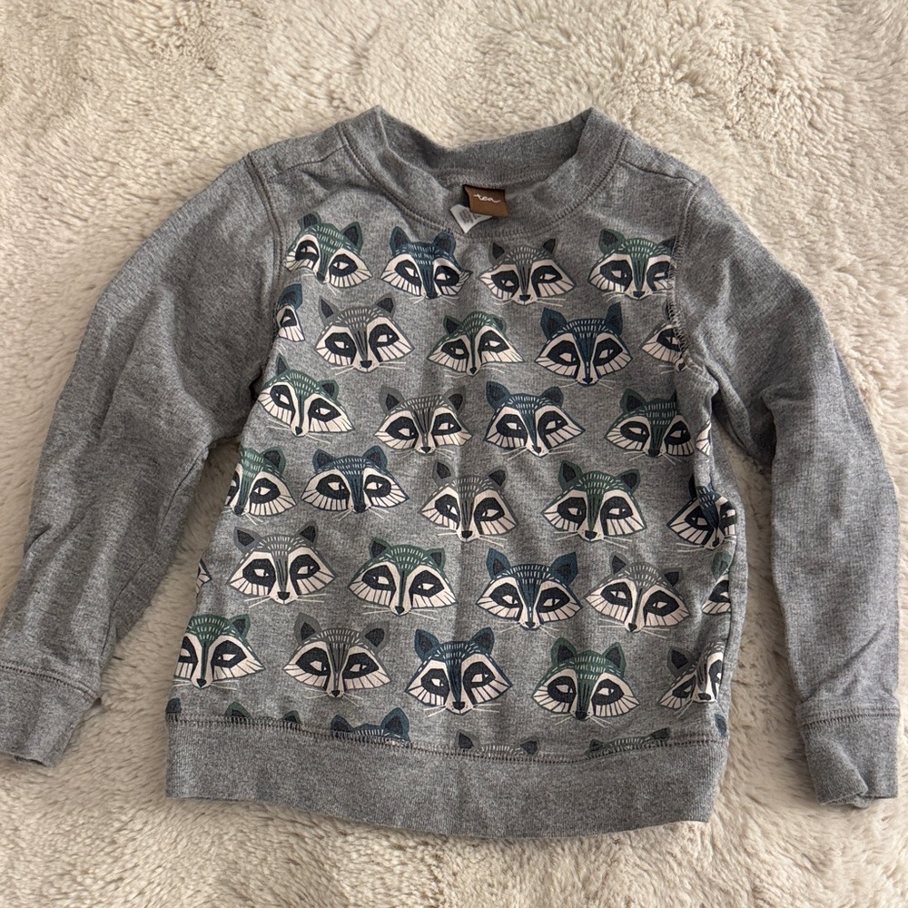Tea Collection Gray Sweatshirt with Raccoon Print